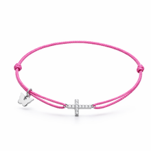 Load image into Gallery viewer, Small Zircon Cross Bracelet - White Gold Plated