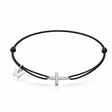 Load image into Gallery viewer, Small Zircon Cross Bracelet - White Gold Plated