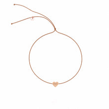 Load image into Gallery viewer, Rose Gold Plated Medium Heart Mocha String Necklace