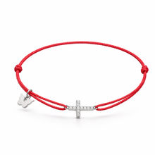 Load image into Gallery viewer, Small Zircon Cross Bracelet - White Gold Plated