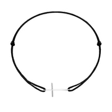 Load image into Gallery viewer, Man Cross on Black Independent Rhodium Bracelet