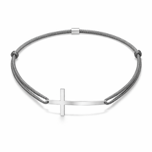 Učitaj sliku u preglednik galerije, Muška narukvica s križem - presvučena rodijem