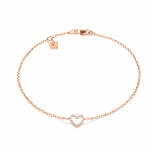 Load image into Gallery viewer, Sterling Silver Hole Heart Zircon Bracelet