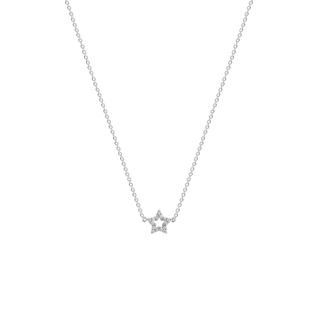 Sterling Silver Hole Star Zircon Necklace