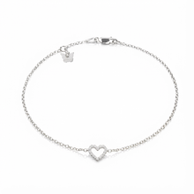 Load image into Gallery viewer, Sterling Silver Hole Heart Zircon Bracelet