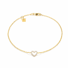 Load image into Gallery viewer, Sterling Silver Hole Heart Zircon Bracelet