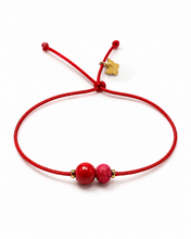 Load image into Gallery viewer, Semiprecious Line Red Cristal Stone & Red Lava Stone on Red Bracelet