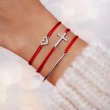 Load image into Gallery viewer, Zircon Cross Bracelet - Rhodium Plated