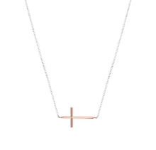 Load image into Gallery viewer, Rose Gold Cross on White Gold Necklace - NECKLACE - [variant.title]- Borboleta
