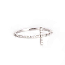 Load image into Gallery viewer, Memoire Zircon Cross Ring - Rhodium