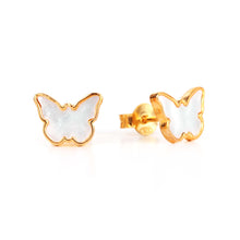 Load image into Gallery viewer, Memoire Small Butterfly Mother of Pearl Earrings - Yellow Gold Plated
