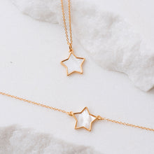 Load image into Gallery viewer, Sterling Silver Mother of Pearl Star Bracelet - Yellow Gold Plated