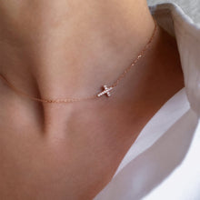 Load image into Gallery viewer, Sterling Silver Small Cross Zircon Necklace