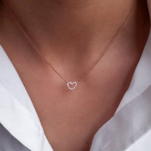 Load image into Gallery viewer, Sterling Silver Hole Heart Zircon Necklace