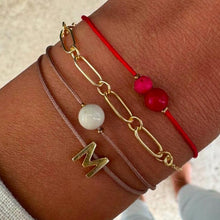 Load image into Gallery viewer, Semiprecious Line Red Cristal Stone &amp; Red Lava Stone on Red Bracelet
