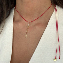 Load image into Gallery viewer, Yellow Gold Plated Link Chain Red String Necklace
