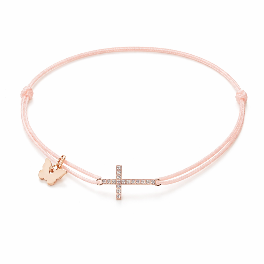 Zircon Cross Bracelet - Rose Gold Plated – Borboleta Joaillerie