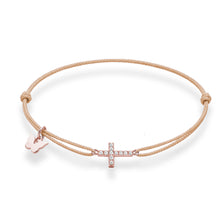 Load image into Gallery viewer, Small Zircon Cross Bracelet - Rose Gold Plated
