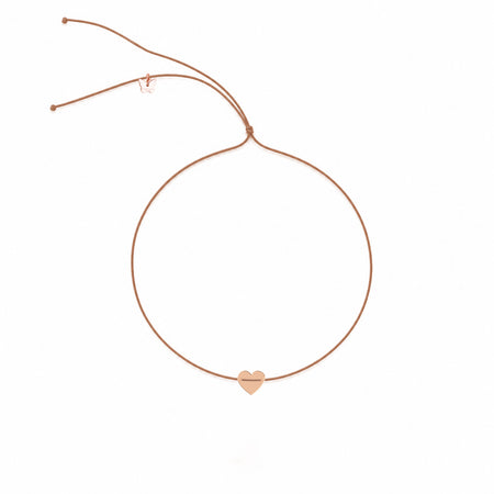 Rose Gold Plated Medium Heart Mocha String Necklace
