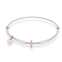 Load image into Gallery viewer, Small Zircon Cross Bracelet - Rose Gold Plated
