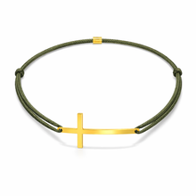 Load image into Gallery viewer, Man Cross Bracelet - Yellow Gold Plated
