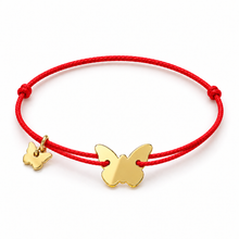 Učitaj sliku u preglednik galerije, Candy Mirror Gold Butterfly on Red Bracelet
