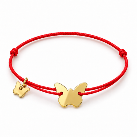 Candy Mirror Gold Butterfly on Red Bracelet