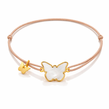 Load image into Gallery viewer, Mother of Pearl Butterfly Bracelet - Yellow Gold Plated
