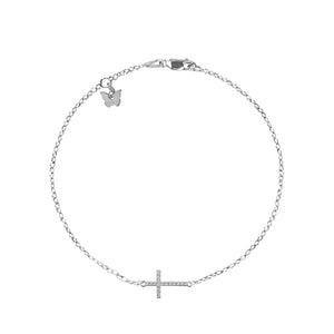 Sterling Silver Zircon Cross Bracelet