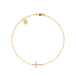 Sterling Silver Zircon Cross Bracelet