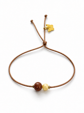 Load image into Gallery viewer, Semiprecious Line Brown Sunstone &amp; Yellow Small Citrine Stone on Mocha Bracelet
