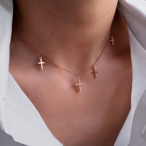 Sterling Silver Small 4Cross Necklace