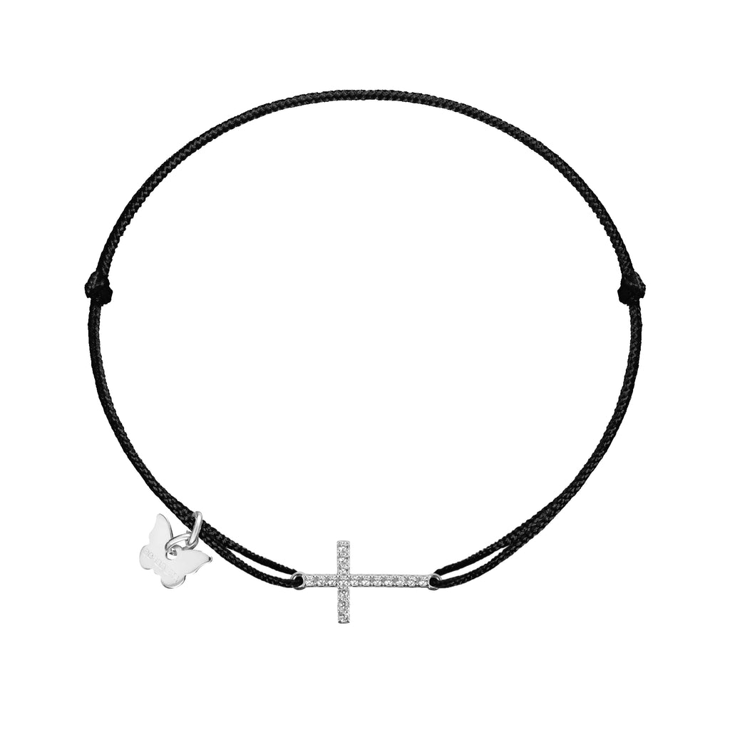 Zircon Cross Bracelet - Rhodium Plated