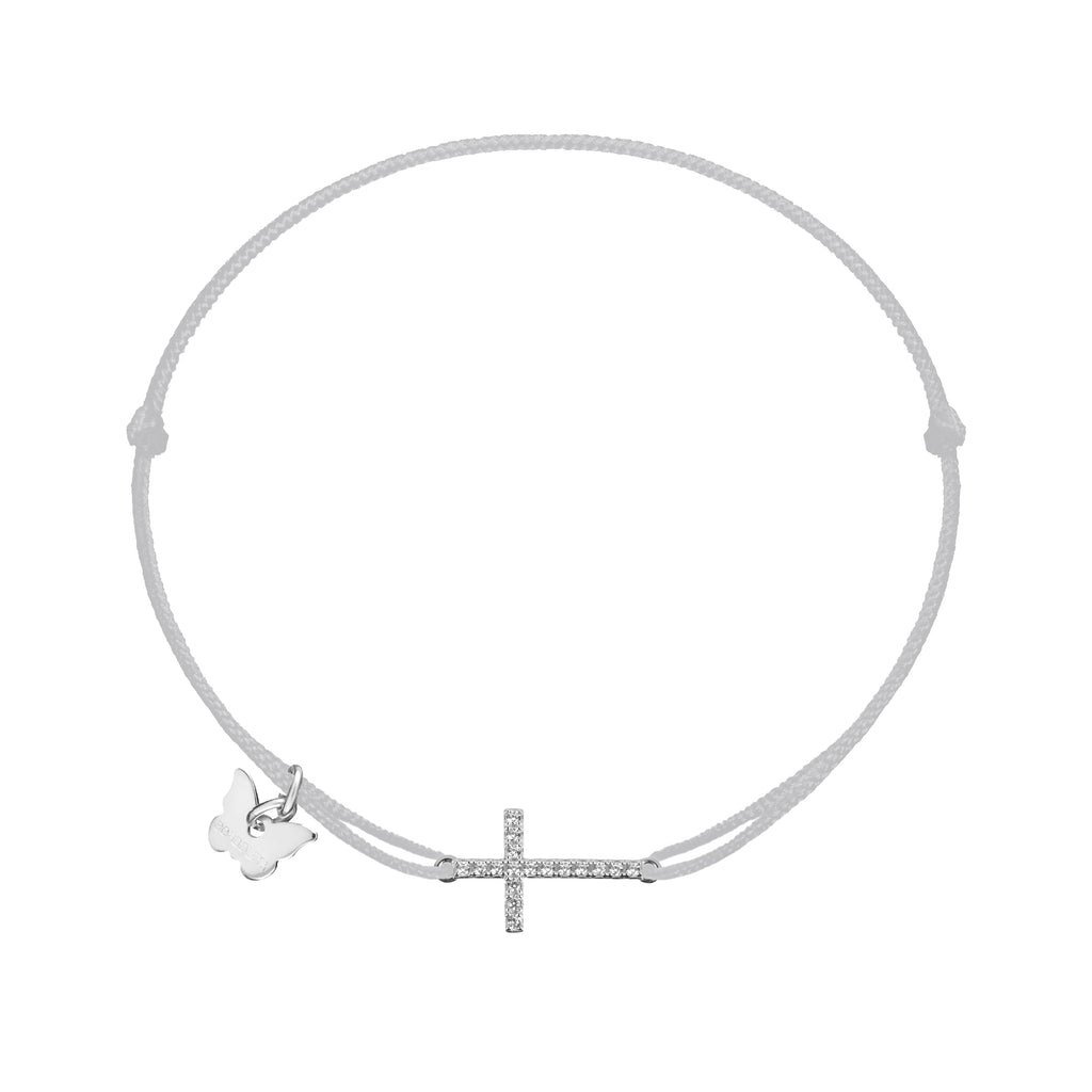 Zircon Cross Bracelet - Rhodium Plated