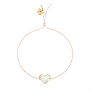 Memoire Small Heart Mother of Pearl Bracelet - Yellow Gold Plated