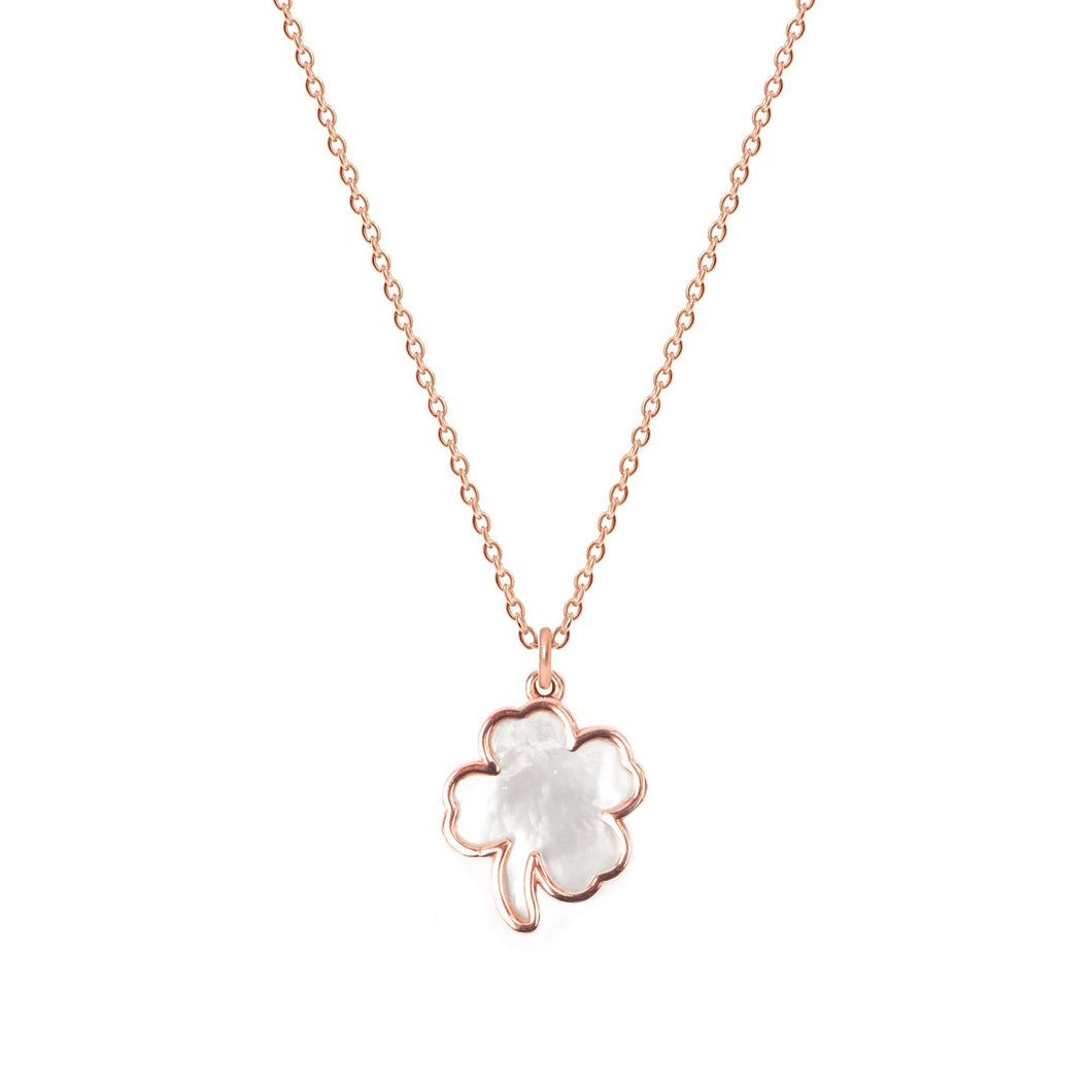 Sterling Silver Mother of Pearl Clover Necklace - NECKLACE - [variant.title]- Borboleta