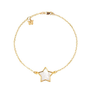 Sterling Silver Mother of Pearl Star Bracelet - Yellow Gold Plated - BRACELET - [variant.title]- Borboleta