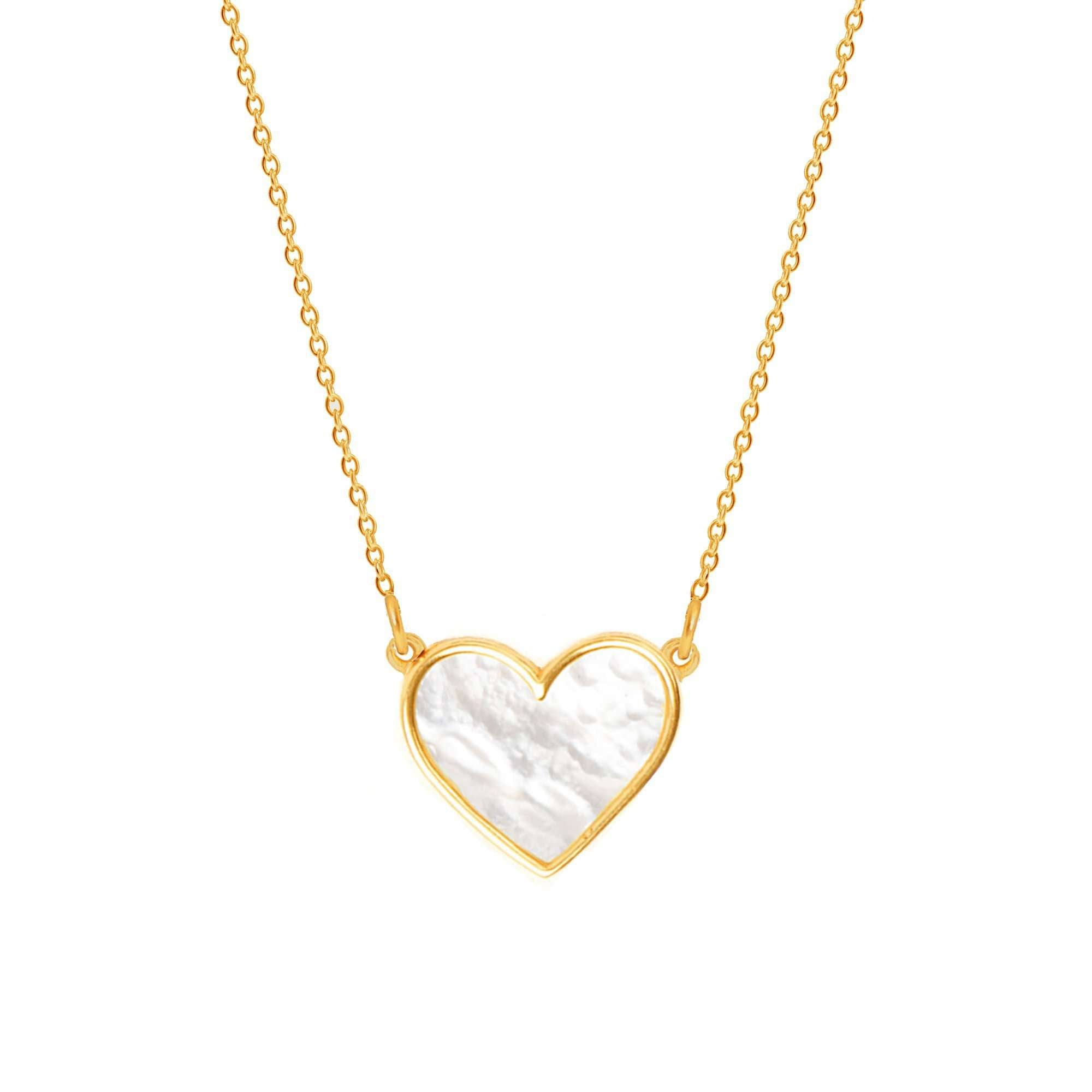 Sterling Silver Mother of Pearl Heart Necklace – Borboleta Joaillerie