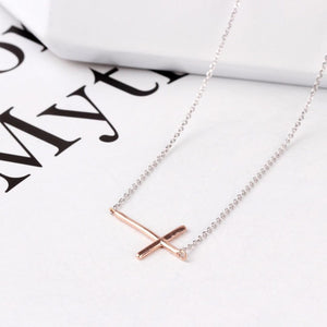 Sterling Silver Cross on Rhodium Necklace