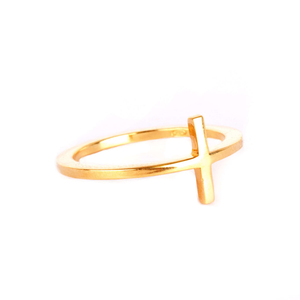 Memoire Cross Ring - Yellow Gold Plated