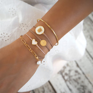 Memoire Small Heart Mother of Pearl Bracelet - Rose Gold Plated